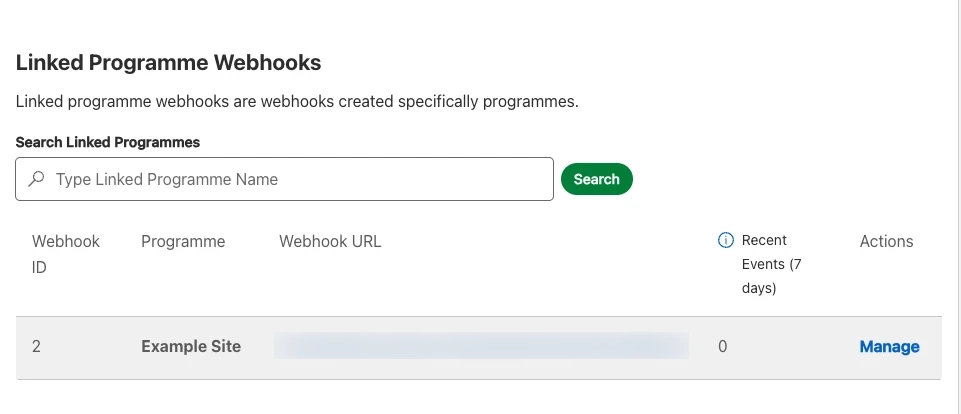 Linked Programme Webhooks