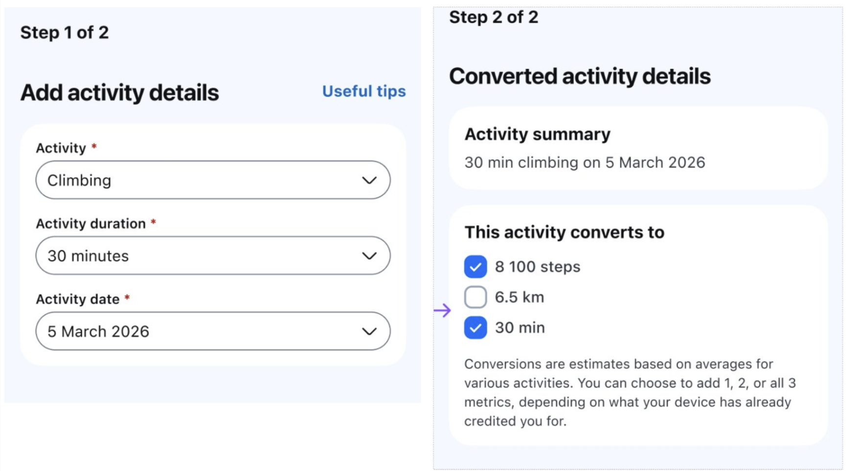 Converting Activities