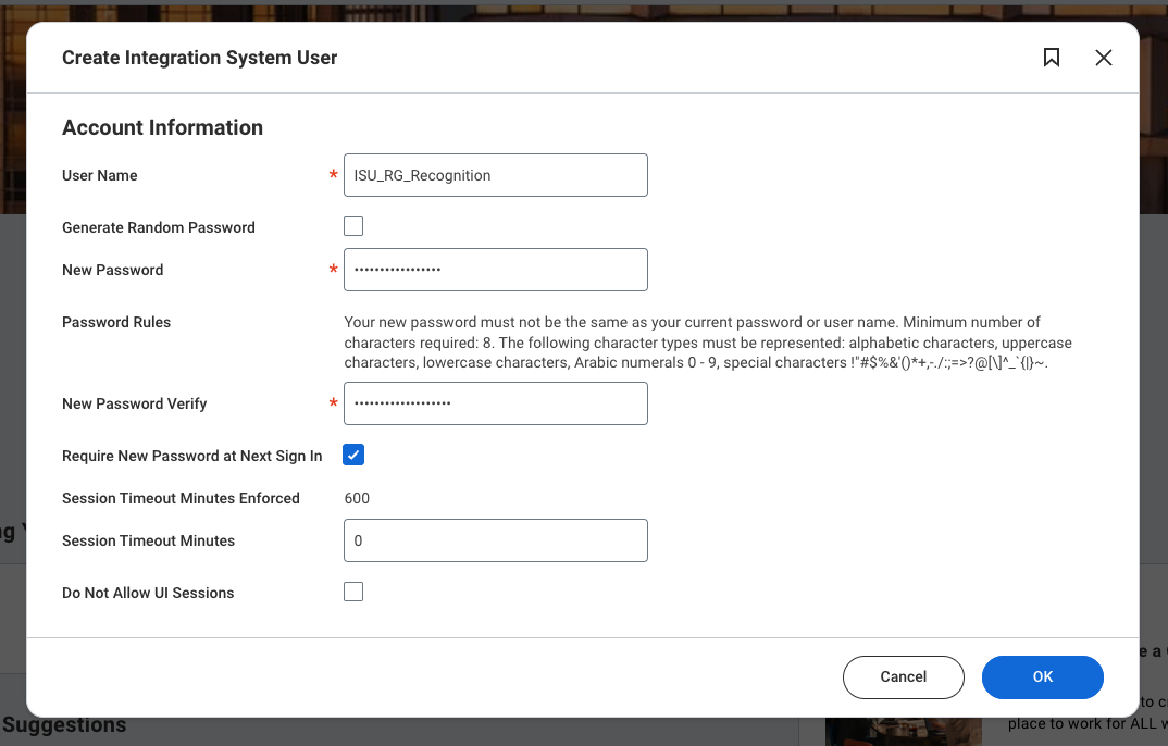 User information