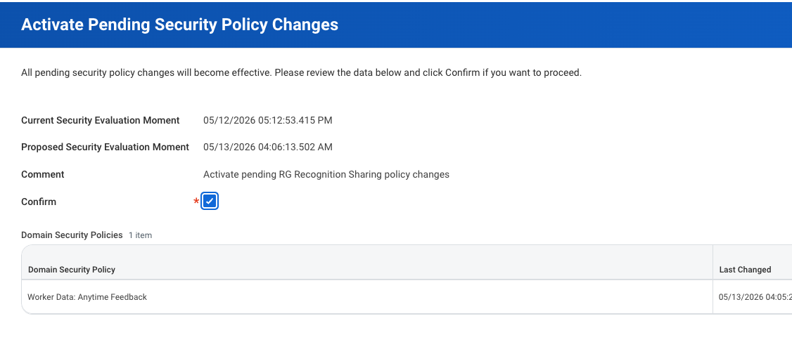Activate Pending Security Policy Changes  checkbox