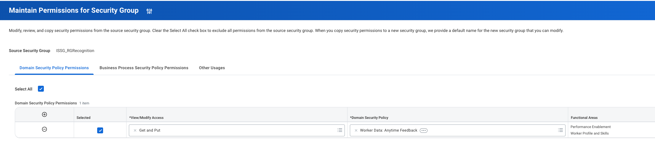Domain Security Policy Permissions tab