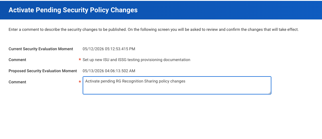 Activate Pending Security Policy Changes 