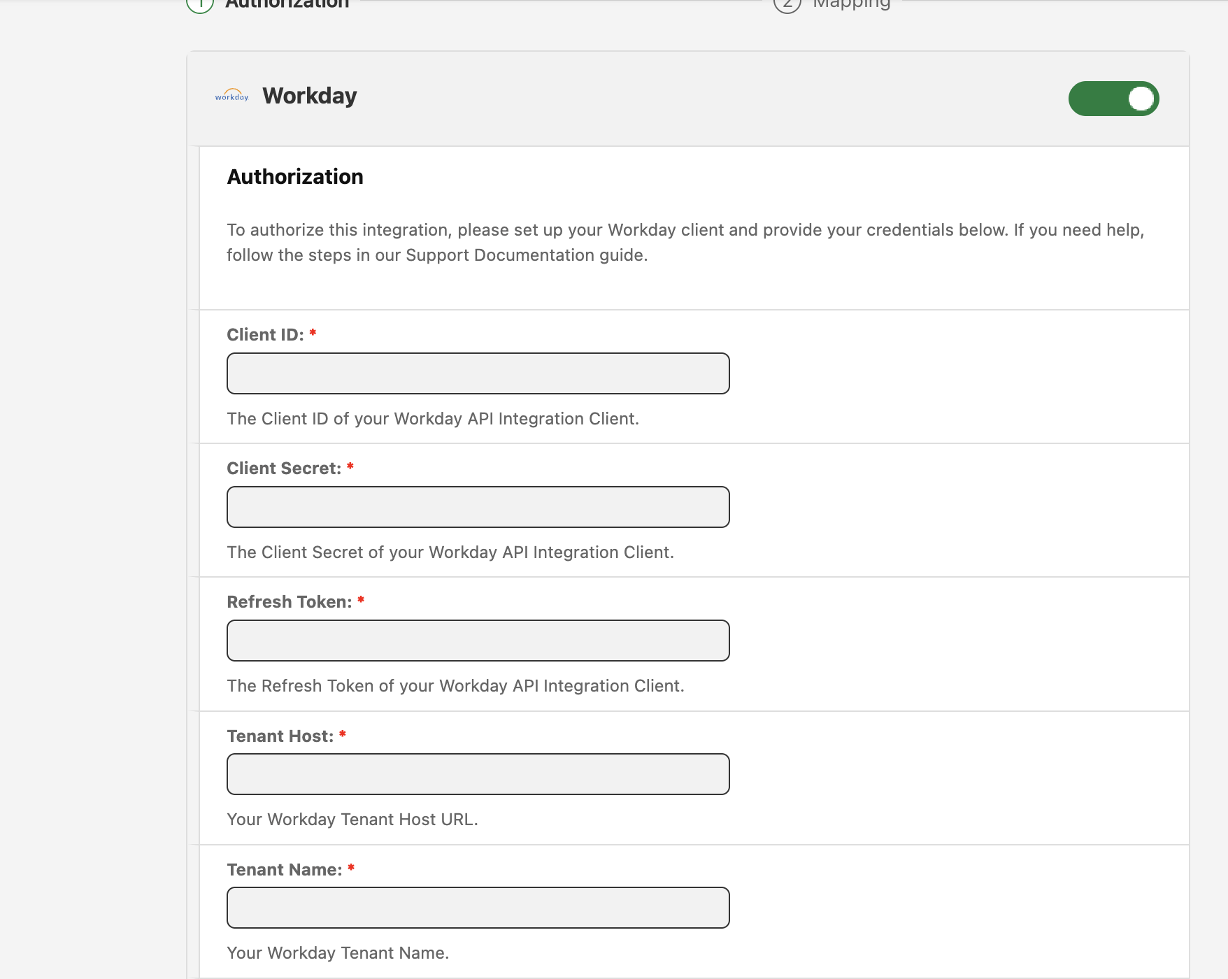 Workday integration authorization