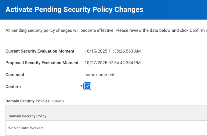 Activate Pending Security Policy Changes - confirm