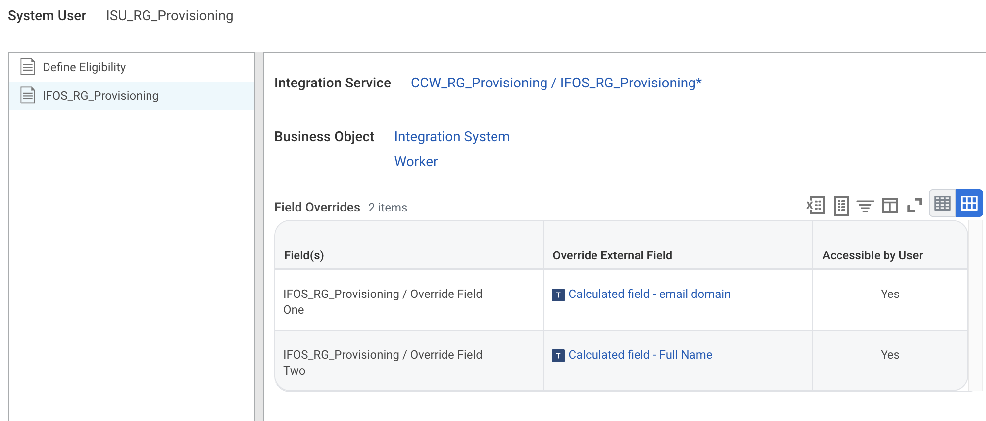System User - Field Overrides
