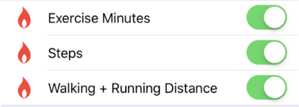 Access to steps data - toggle on