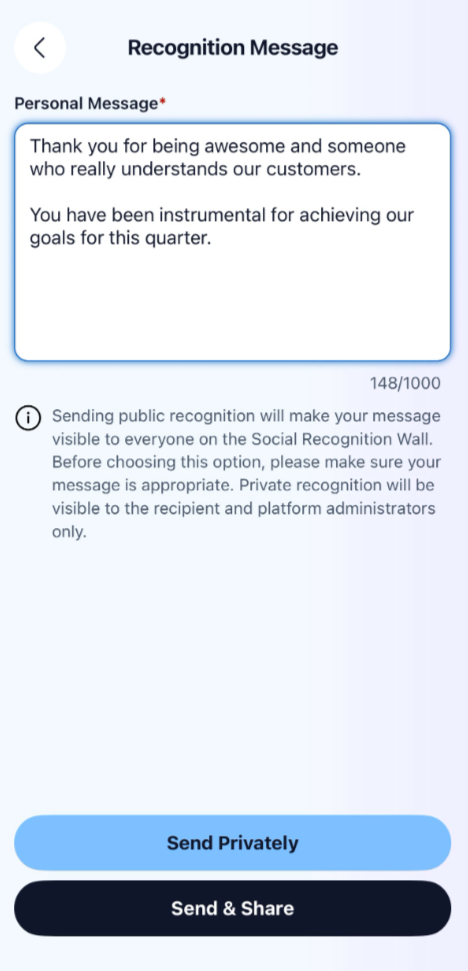 Recognition Message