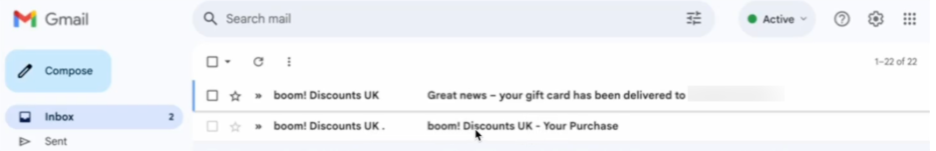 Purchase confirmation on Email