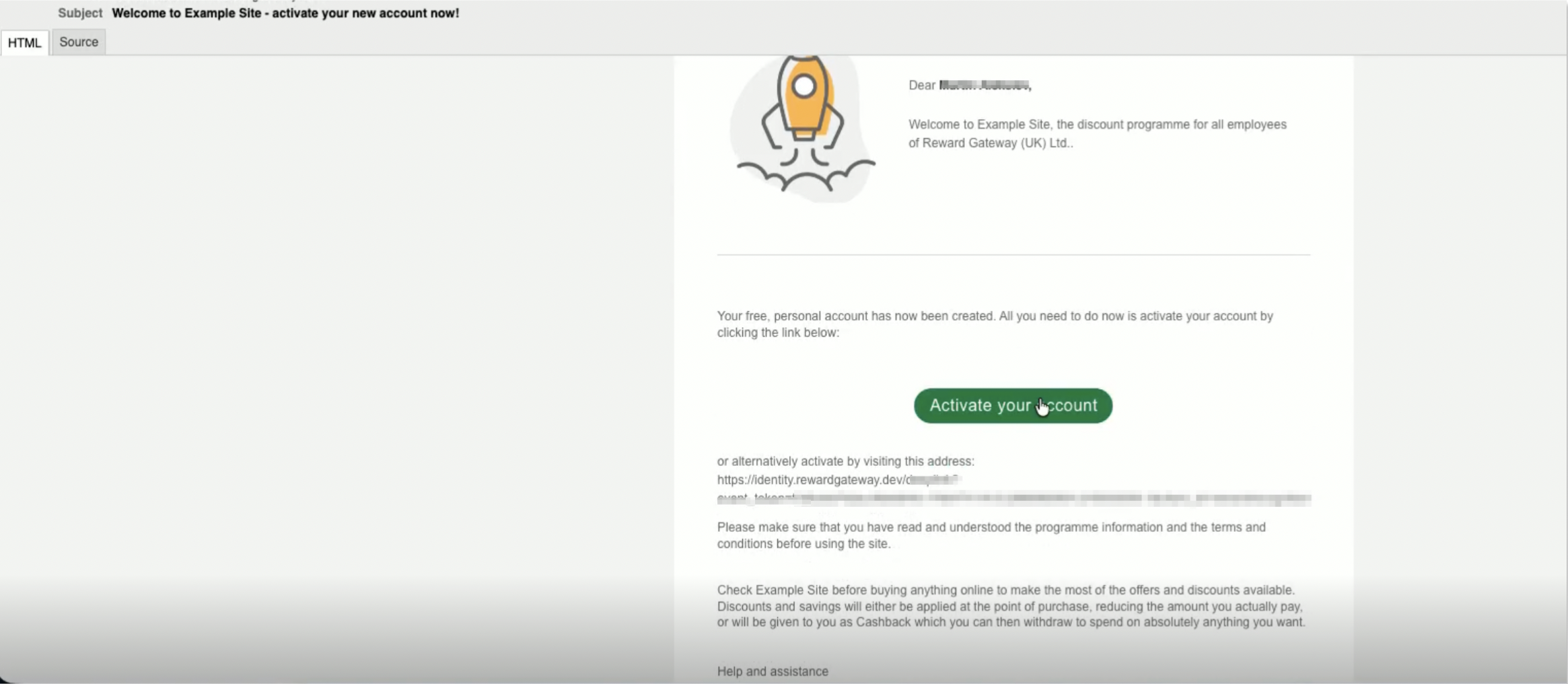 activation email