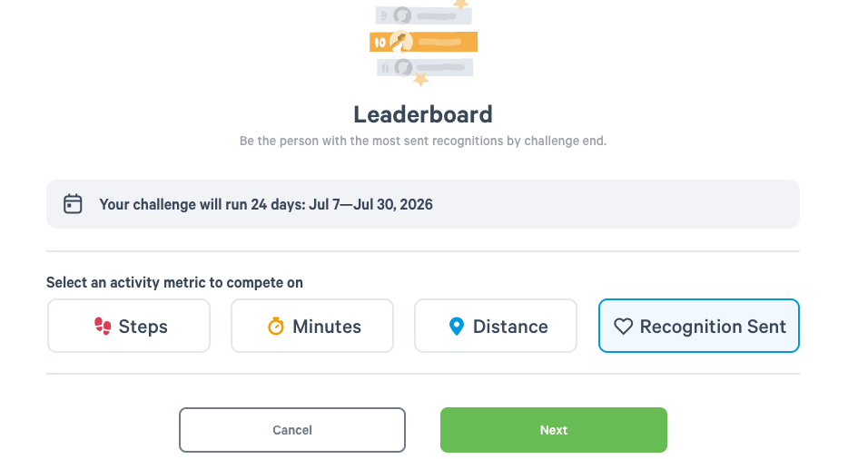 Leaderboard recognition sent