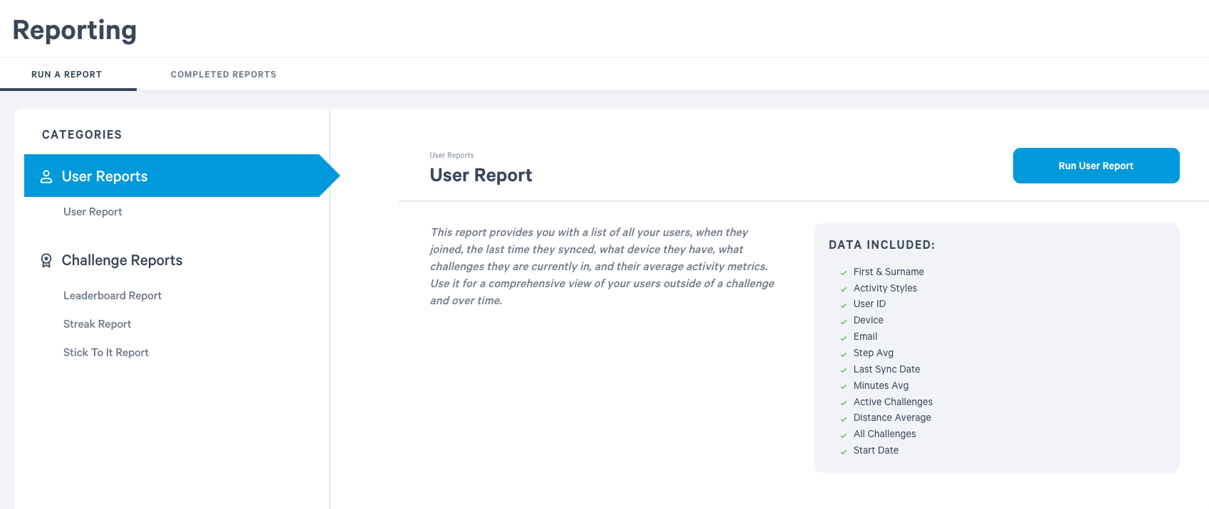User Reports Tab