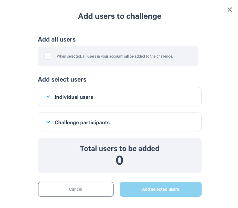 Add users to challenge - options