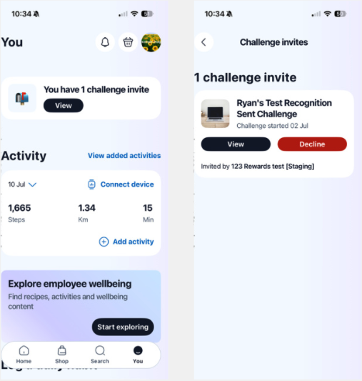 Challenge invite notification