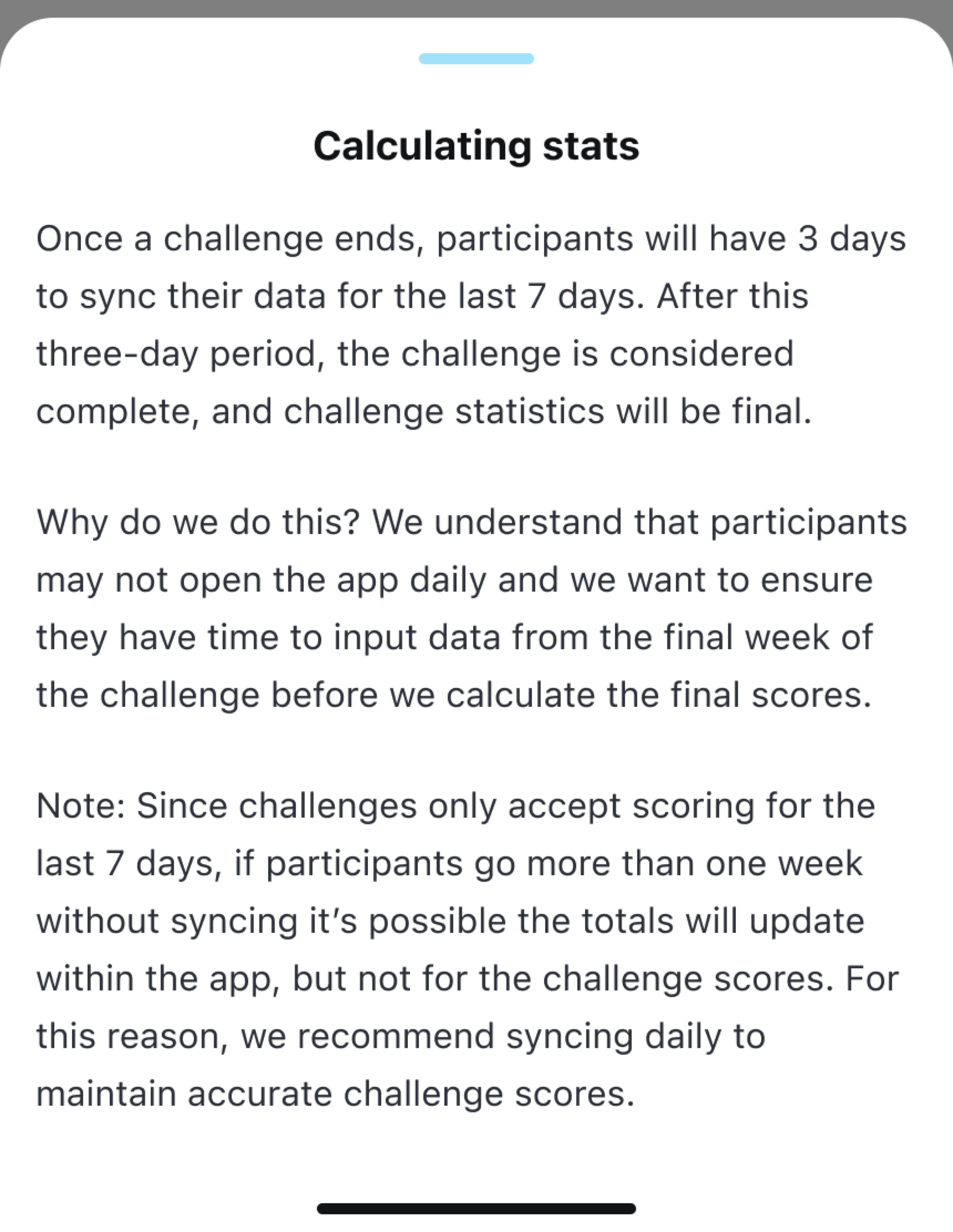 Calculating stats message screenshot