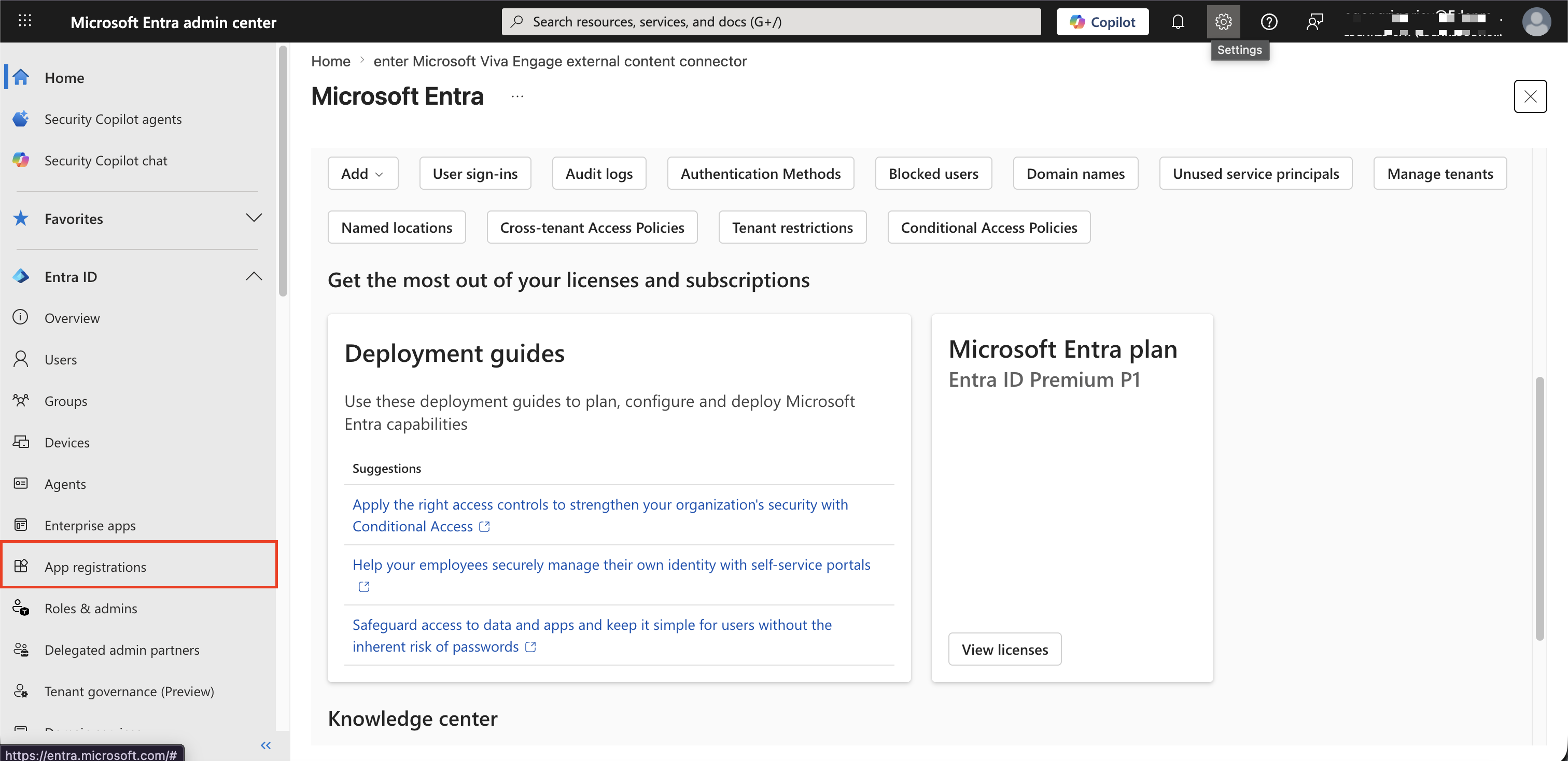 App registration tab
