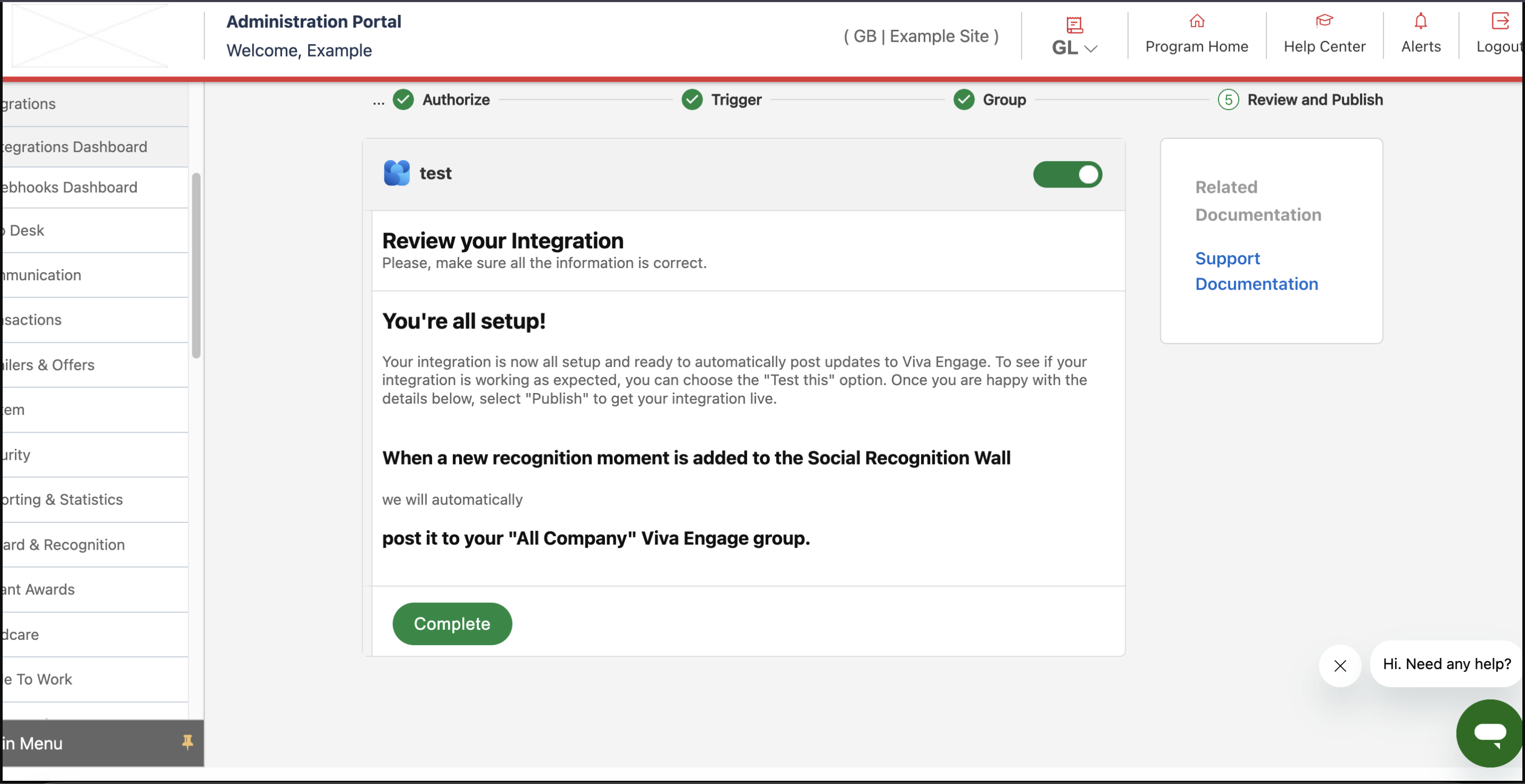 Review Your Integration - Complete