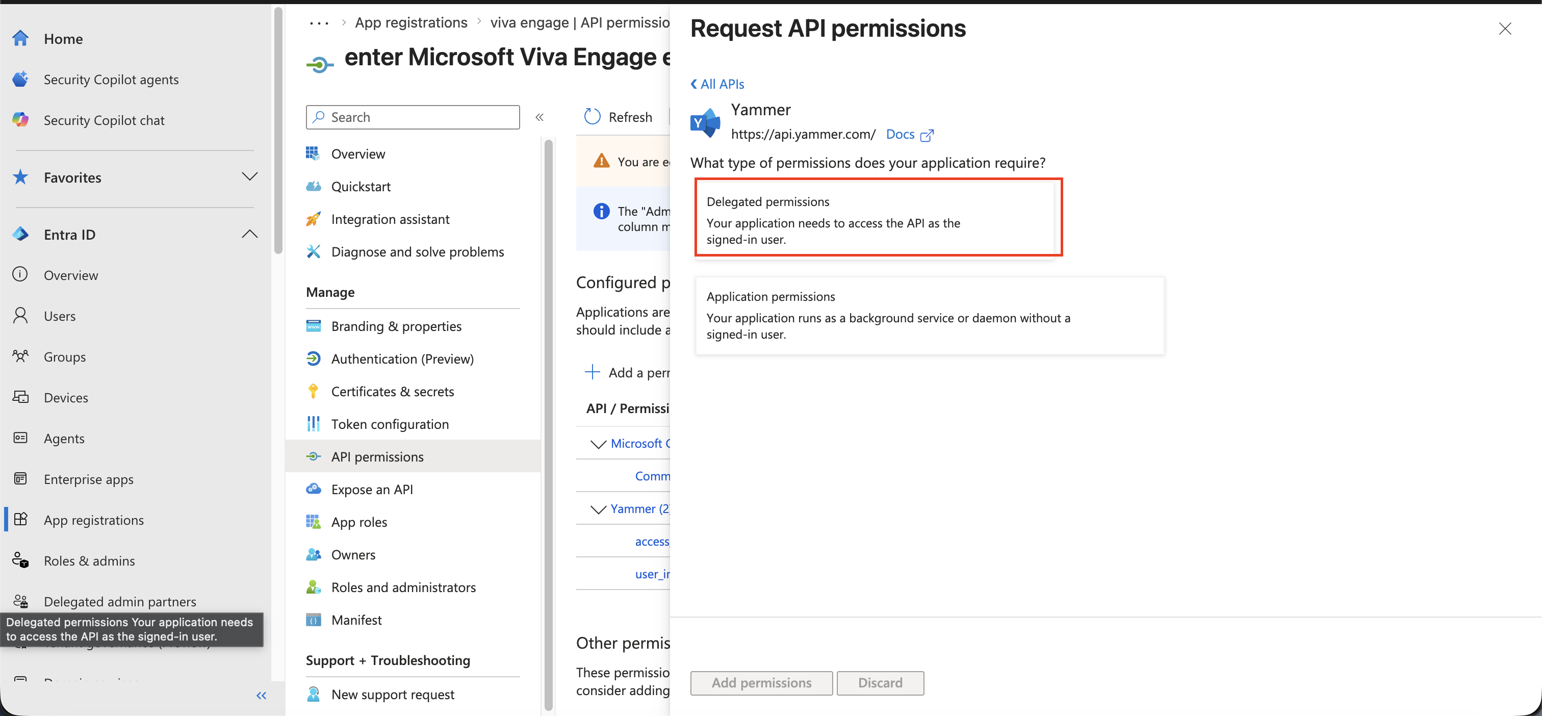 Delegated permission