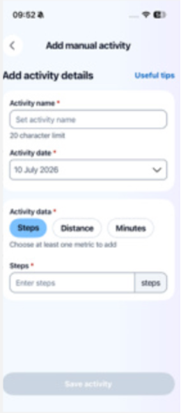 Enter your activity details