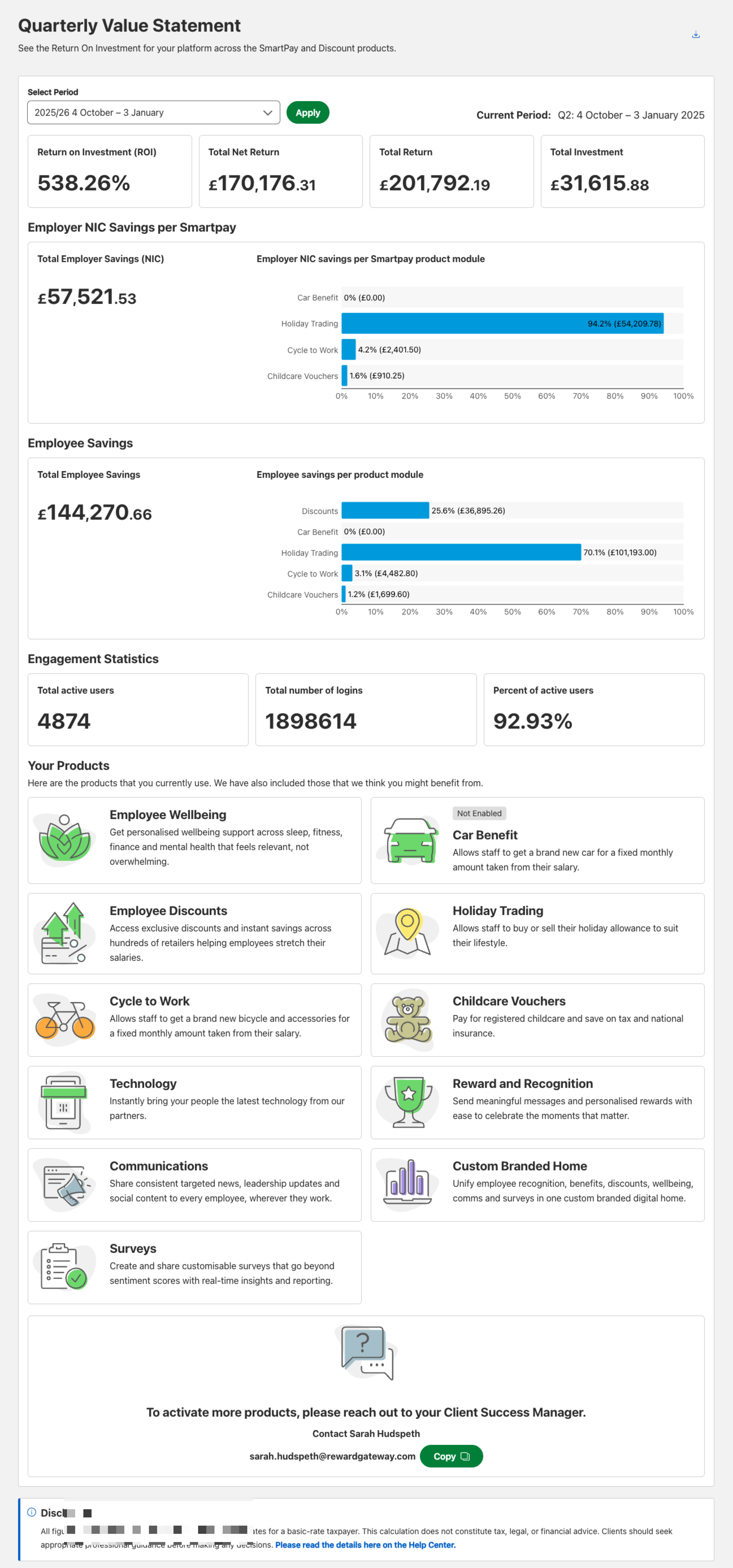 value statement page