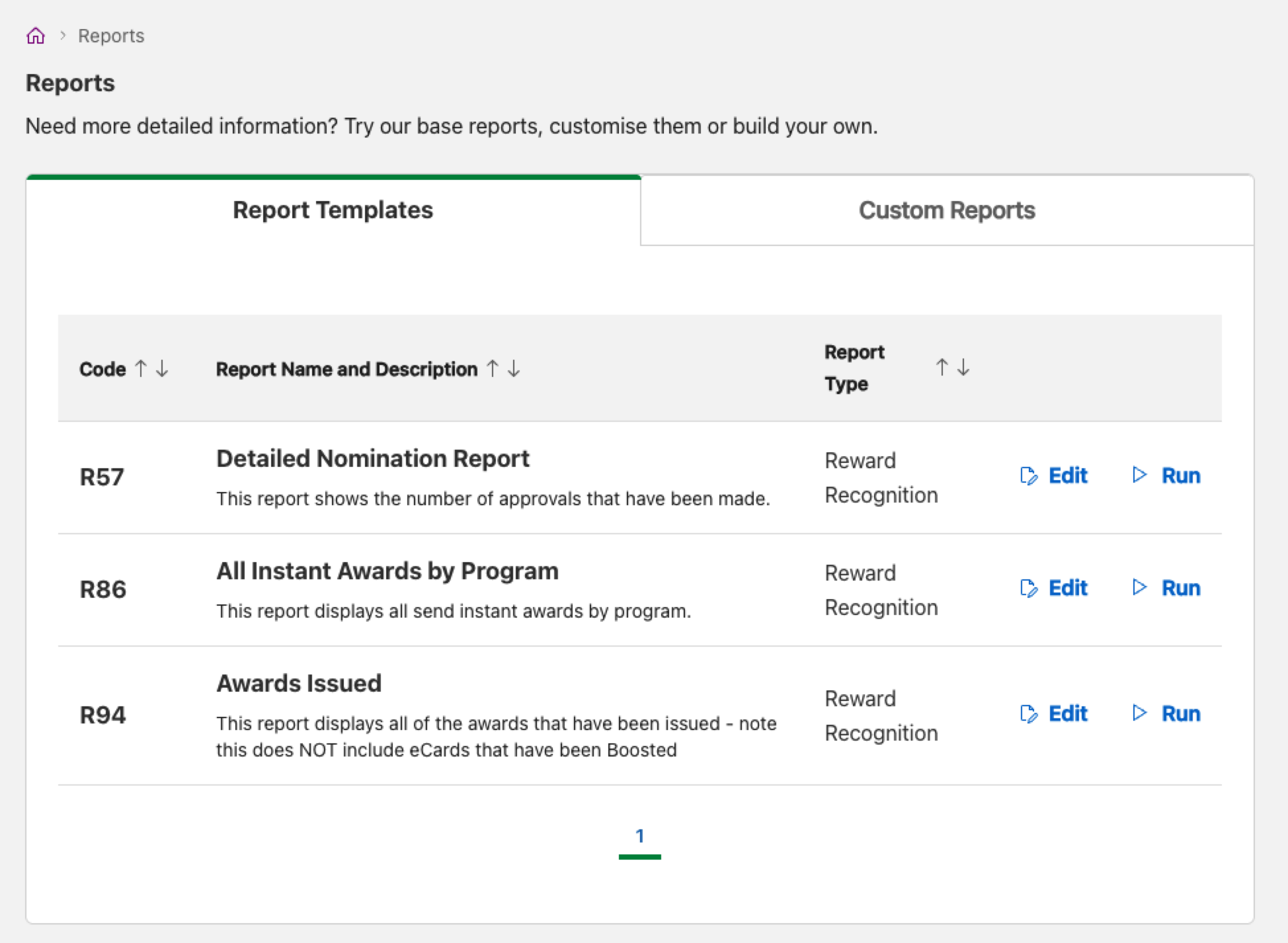 report templates