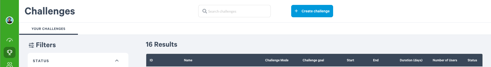 Create Challenge button