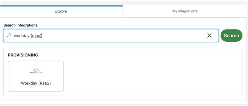searching for workday under the explore tab