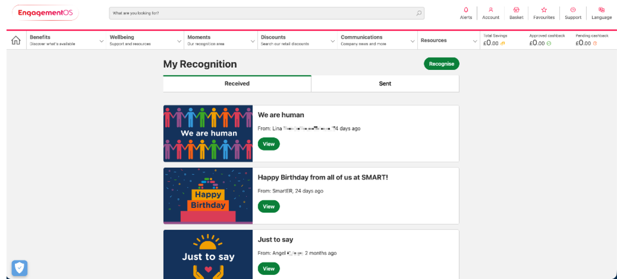 received recognition