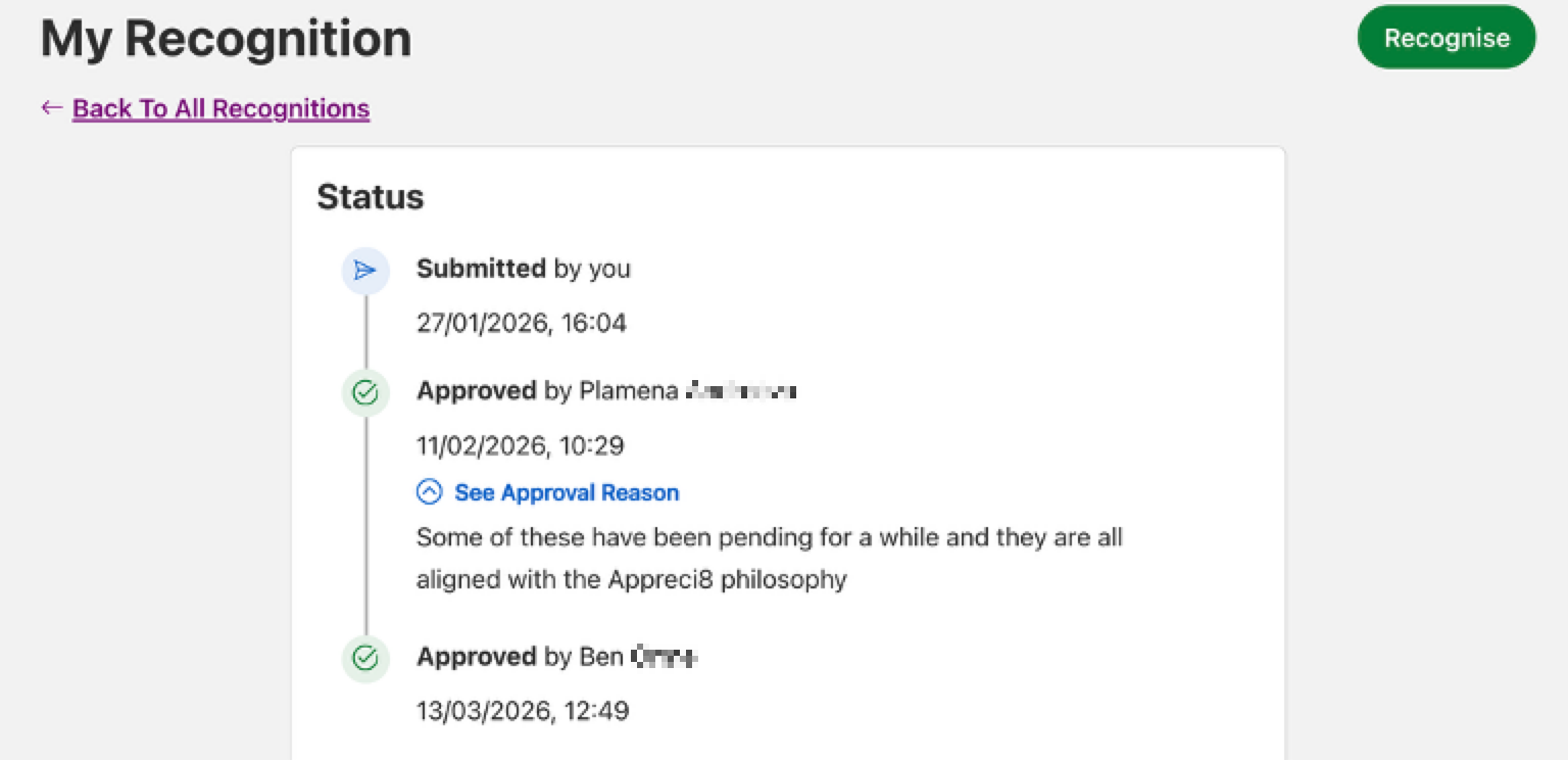 recognition approval flow