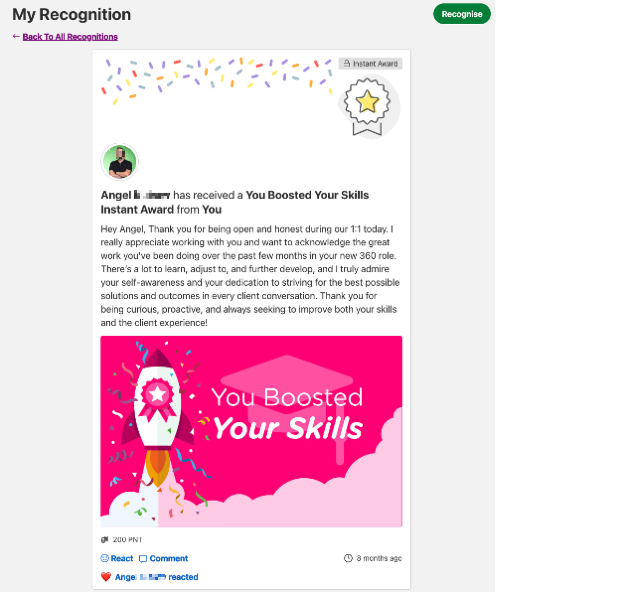 monetary recognition details page