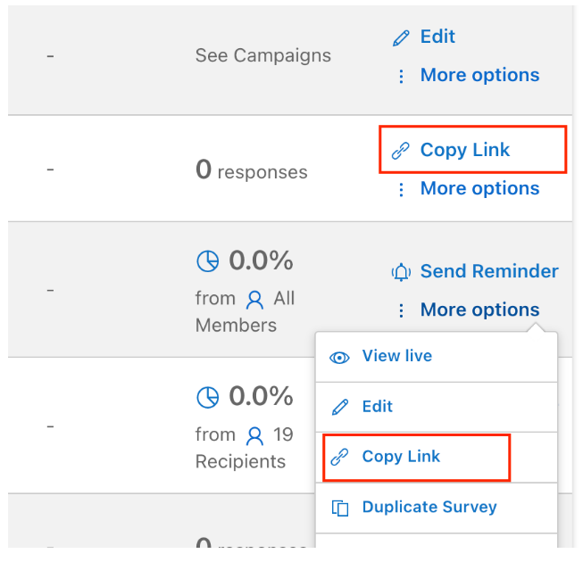 copy link option