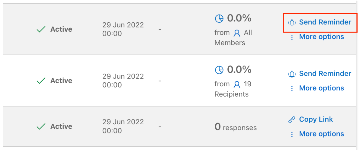 send reminder option