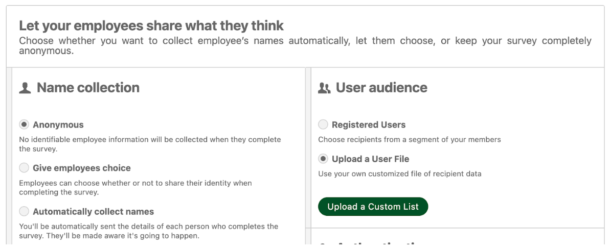 user audience option