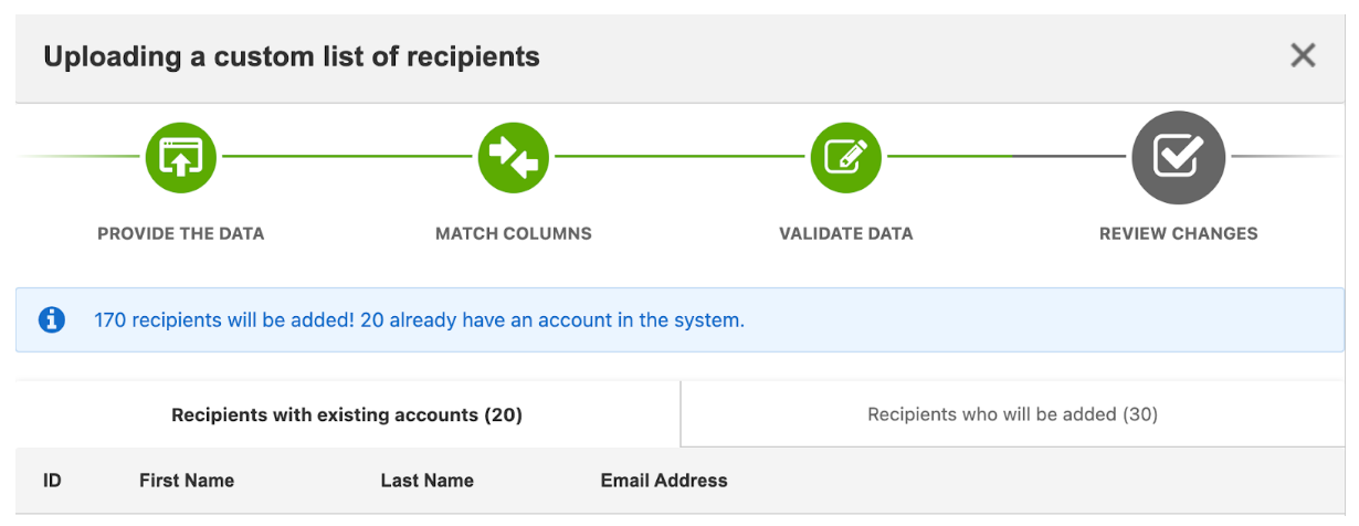 custom list of recipients