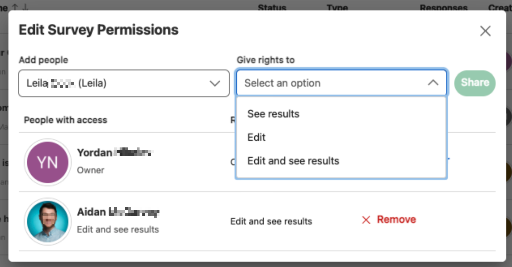 add rights for a certain person