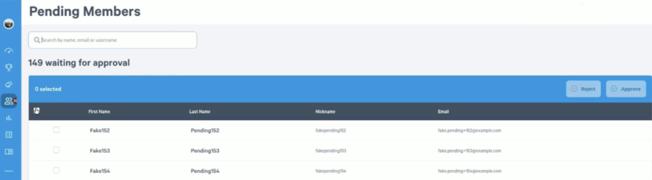 Pending members search